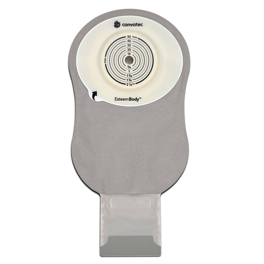 Ostomy Pouch Esteem Body™ One-Piece System 11 Inch Length Deep Convex, Pre-Cut 10 to 35 mm Stoma Drainable