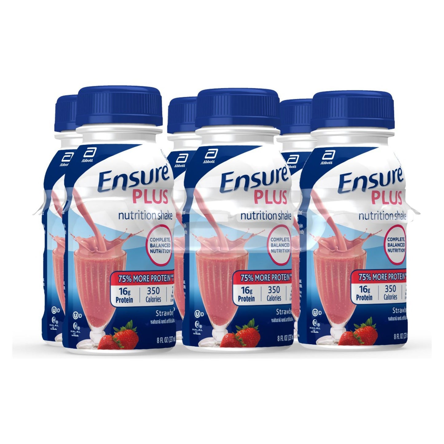 Ensure® Plus Nutrition Shake, Strawberry, 8-ounce bottle