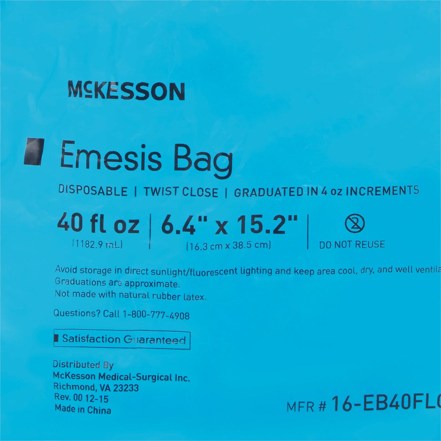 McKesson Emesis Bag 40 oz. Blue