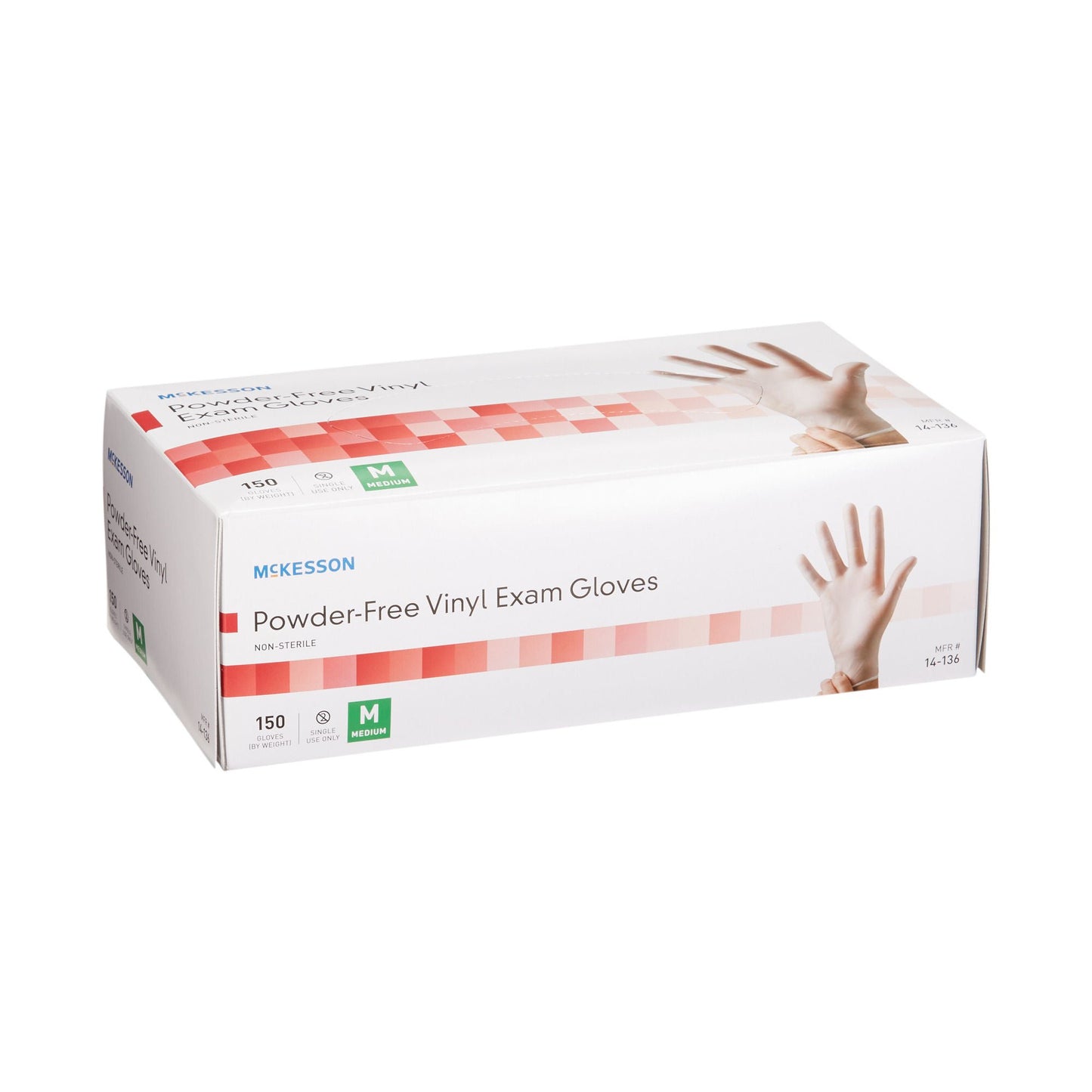 Exam Glove Medium Vinyl NonSterile Clear Smooth Beaded Cuff 150 Count