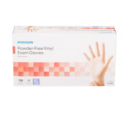 McKesson Vinyl Exam Gloves X-Large NonSterile Clear Smooth Standard Cuff Length 130 per Box