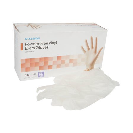 McKesson Vinyl Exam Gloves X-Large NonSterile Clear Smooth Standard Cuff Length 130 per Box
