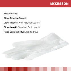 McKesson Vinyl Exam Gloves X-Large NonSterile Clear Smooth Standard Cuff Length 130 per Box
