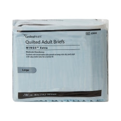 Incontinence Brief Wings Extra Quilted Adult LARGE Unisex Disposable Moderate Absorbency
