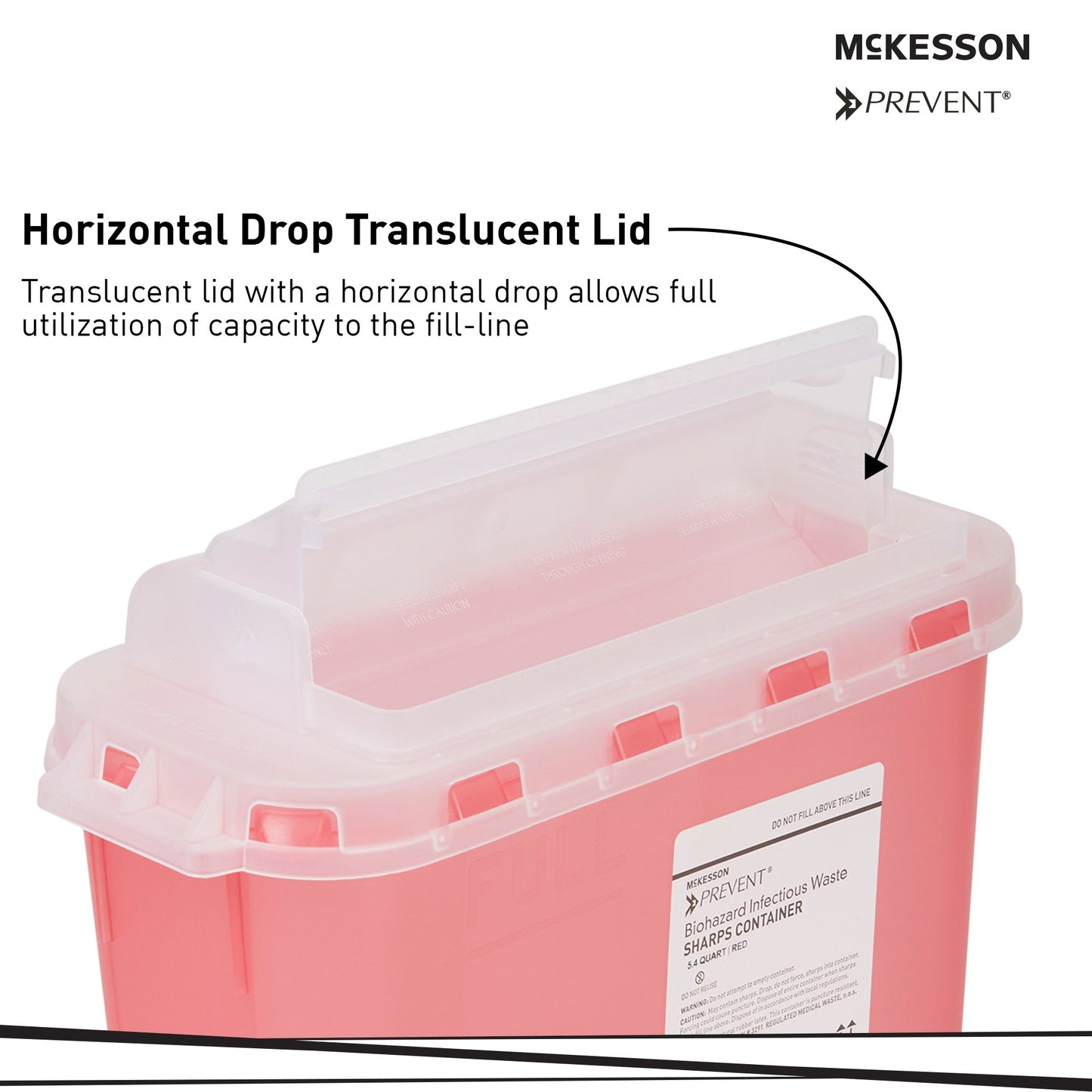 Sharps Container McKesson Prevent Red Base 11 H X 12 W X 4-3/4 D Inch Horizontal Entry 1.35 Gallon