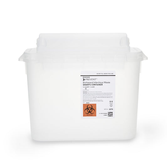 Sharps Container McKesson Prevent Translucent Base 11 H X 12 W X 4-3/4 D Inch Horizontal Entry 1.35 Gallon