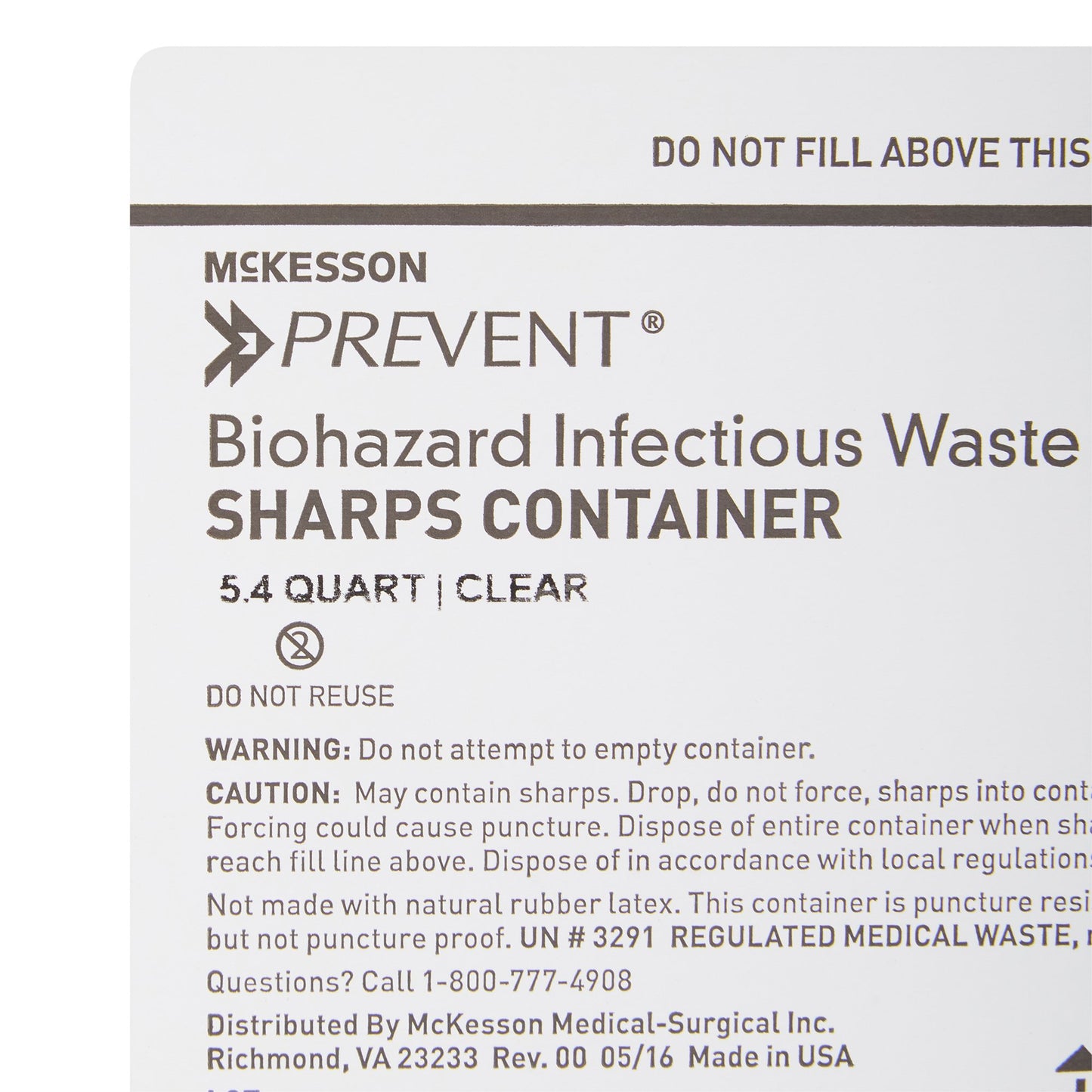 Sharps Container McKesson Prevent Translucent Base 11 H X 12 W X 4-3/4 D Inch Horizontal Entry 1.35 Gallon