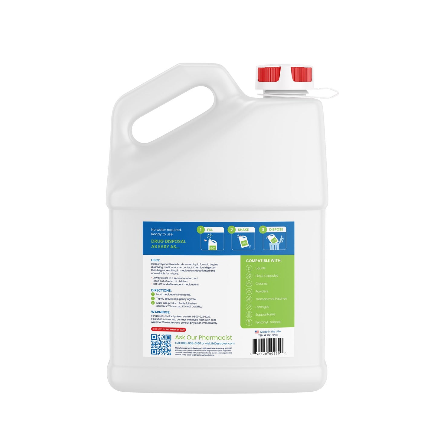 Rx Destroyer™ All-Purpose PRO Series Drug Disposal System, 1 gallon Bottle