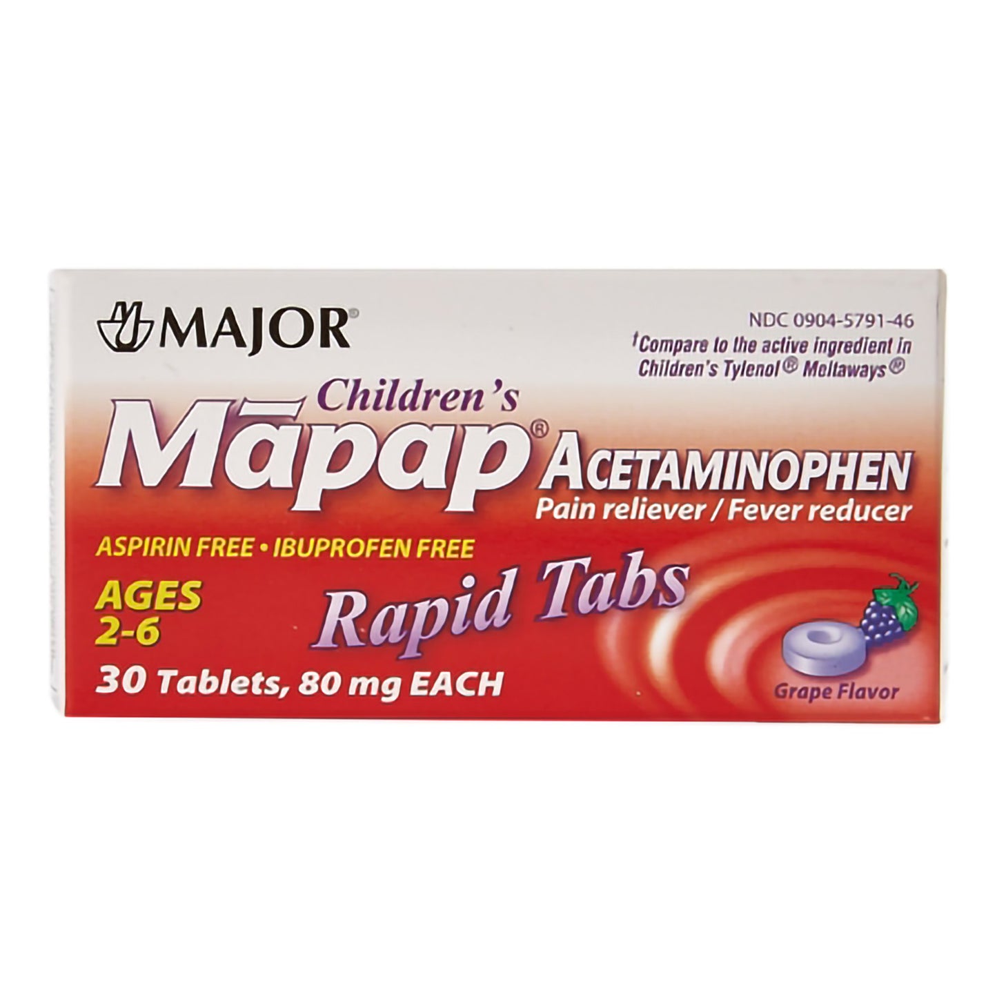 MAPAP ACETAMINOPHEN, TAB RAPIDCLD GRAPE 80MG (30/BT)
