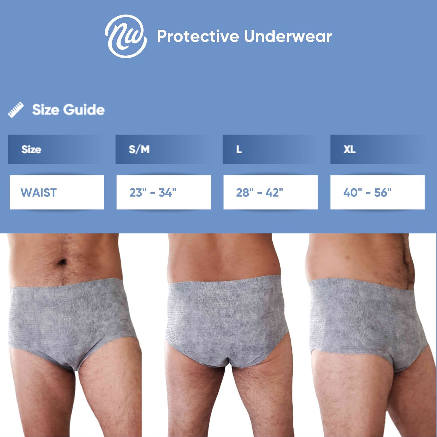 UNDERWEAR, NEXWEAR MEN DISP W/PAD XLG 40-56" (15/PK 4PK/CS)