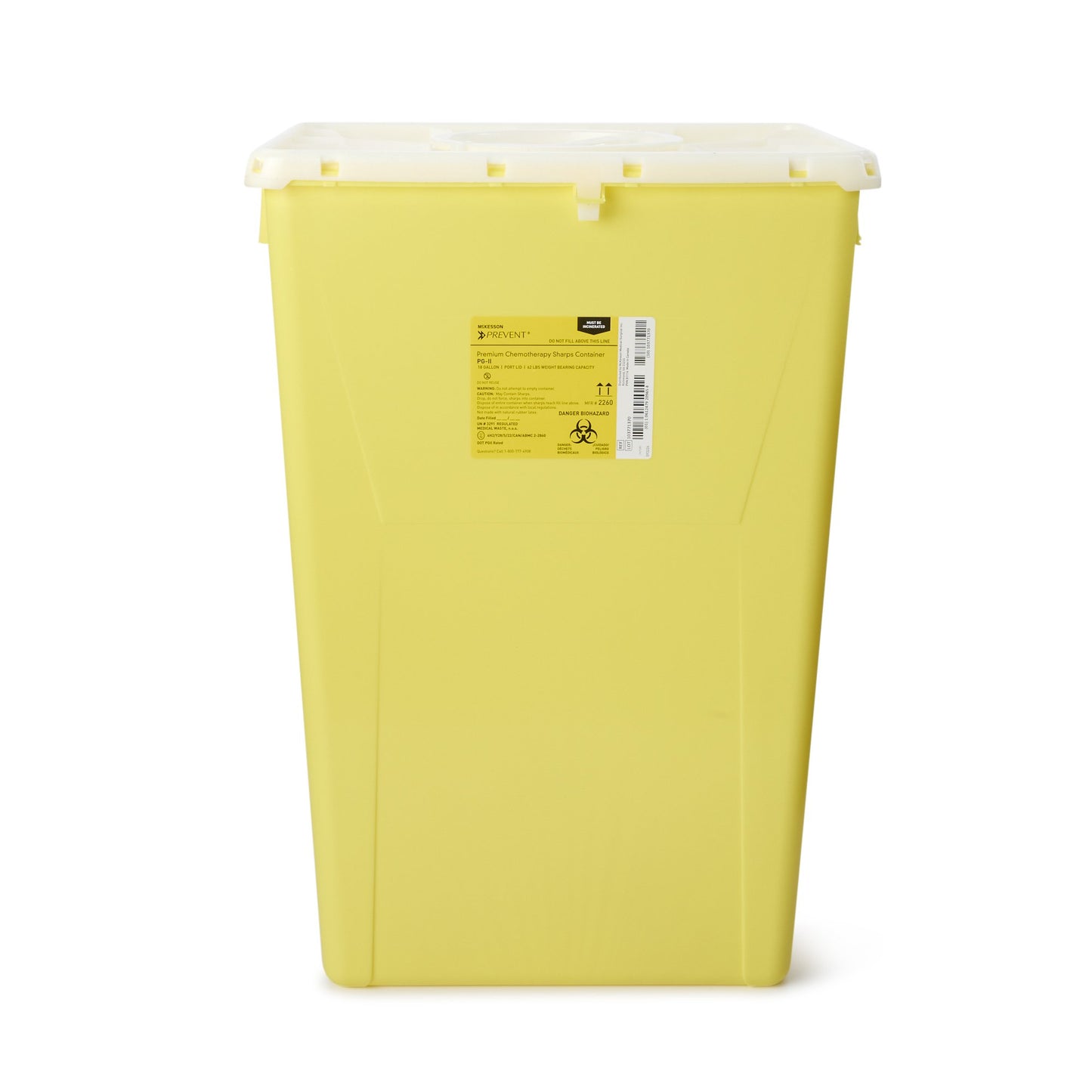 Chemotherapy Waste Container McKesson Prevent Yellow Base 24-3/5 H X 17-3/10 W X 13 L Inch Vertical Entry 18 Gallon