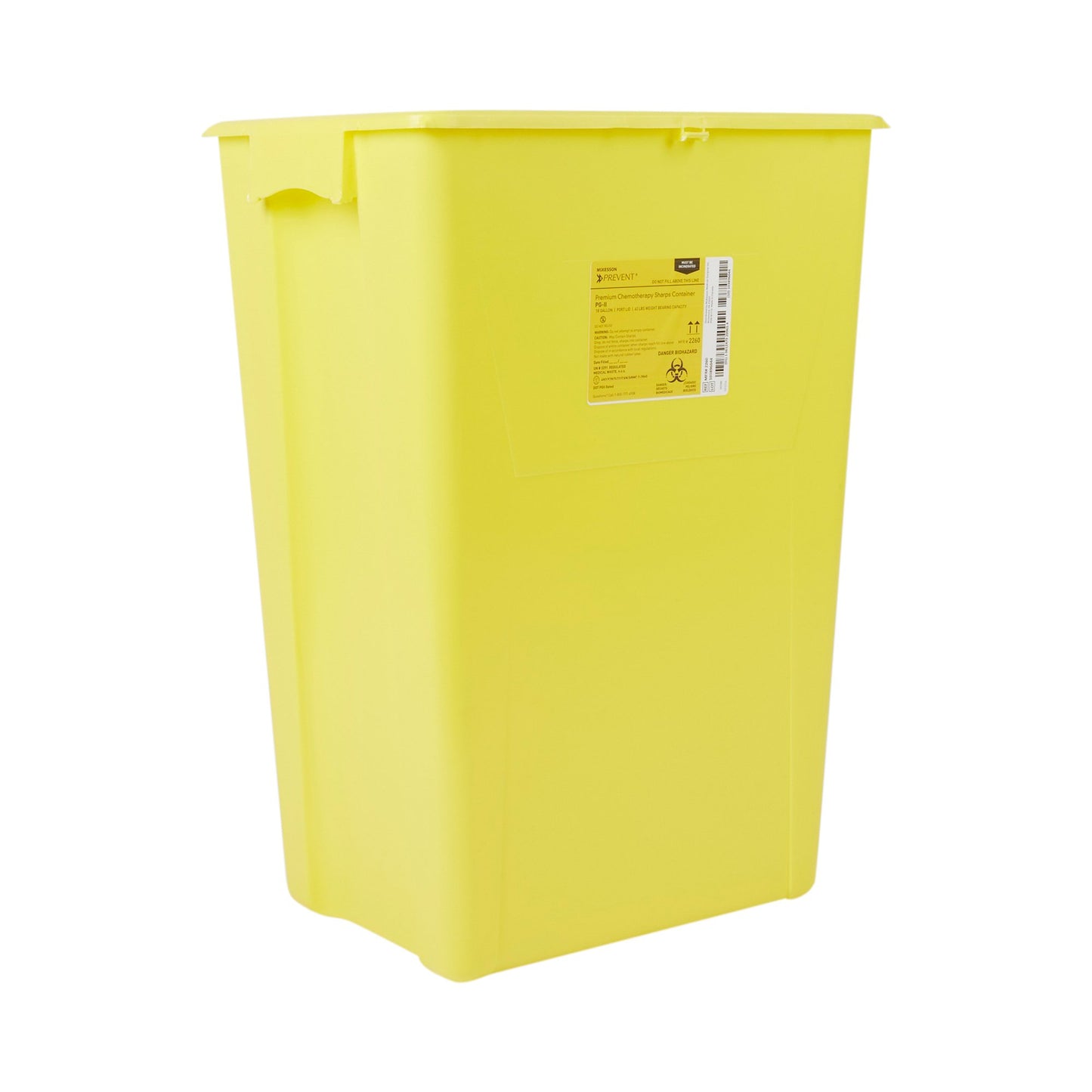 Chemotherapy Waste Container McKesson Prevent Yellow Base 24-3/5 H X 17-3/10 W X 13 L Inch Vertical Entry 18 Gallon