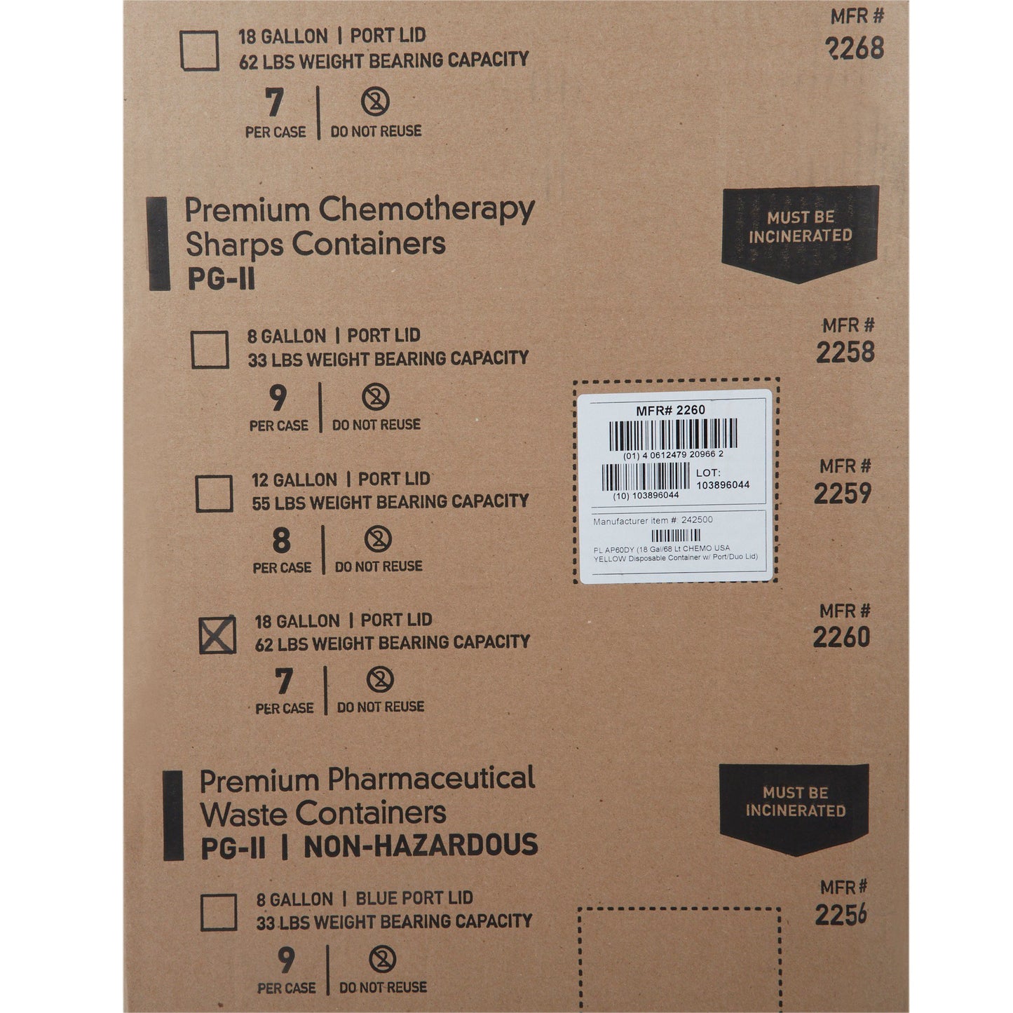 Chemotherapy Waste Container McKesson Prevent Yellow Base 24-3/5 H X 17-3/10 W X 13 L Inch Vertical Entry 18 Gallon