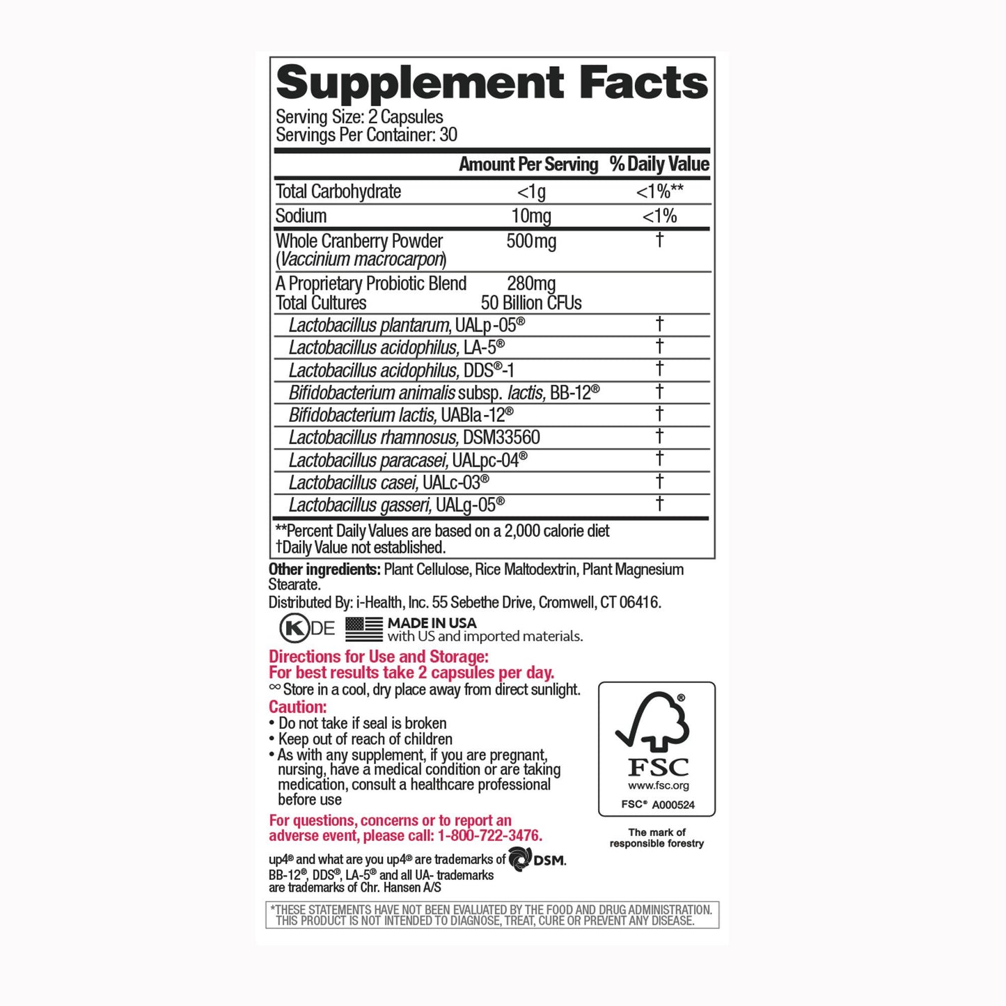 SUPPLEMENT, CAP UP4 WMN PROBIOTIC (60/BX 24BX/CS)