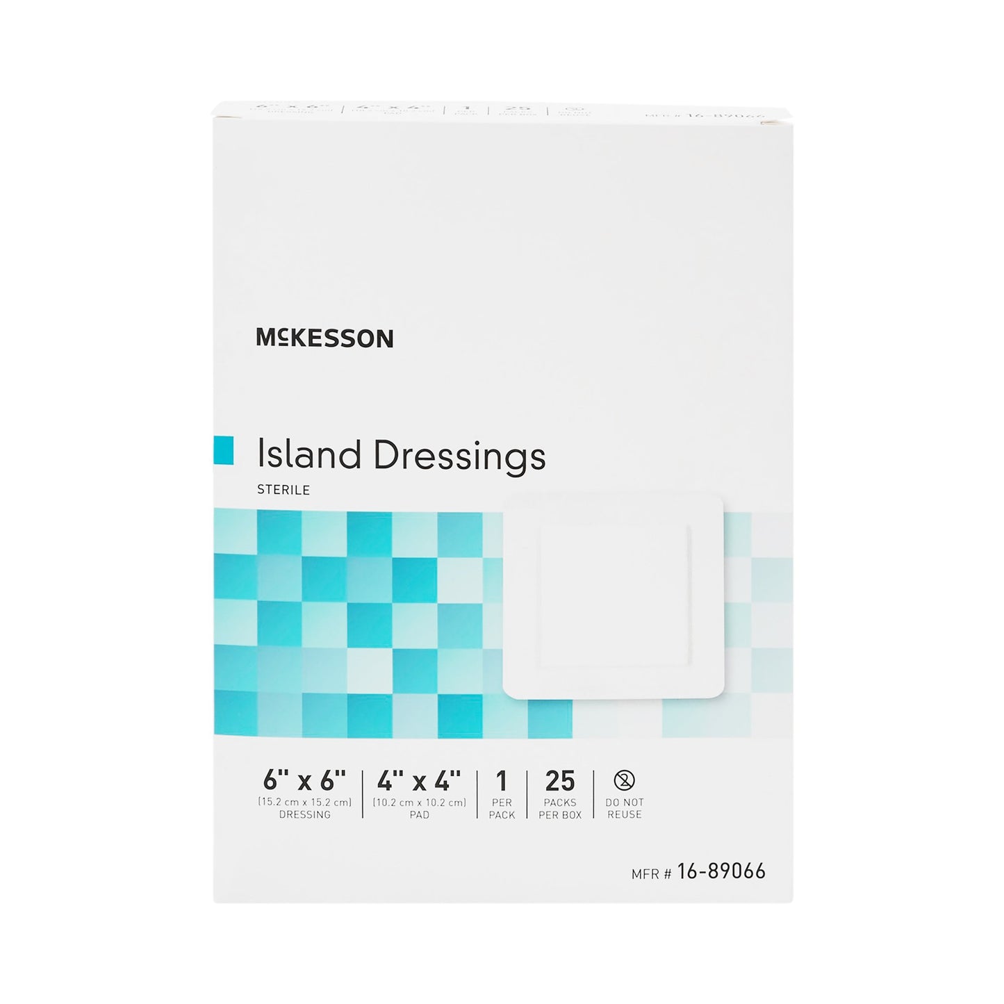 DRESSING, 4X4 ISLAND PAD 6X6 OVR BRDR 25/BX 4BX/C