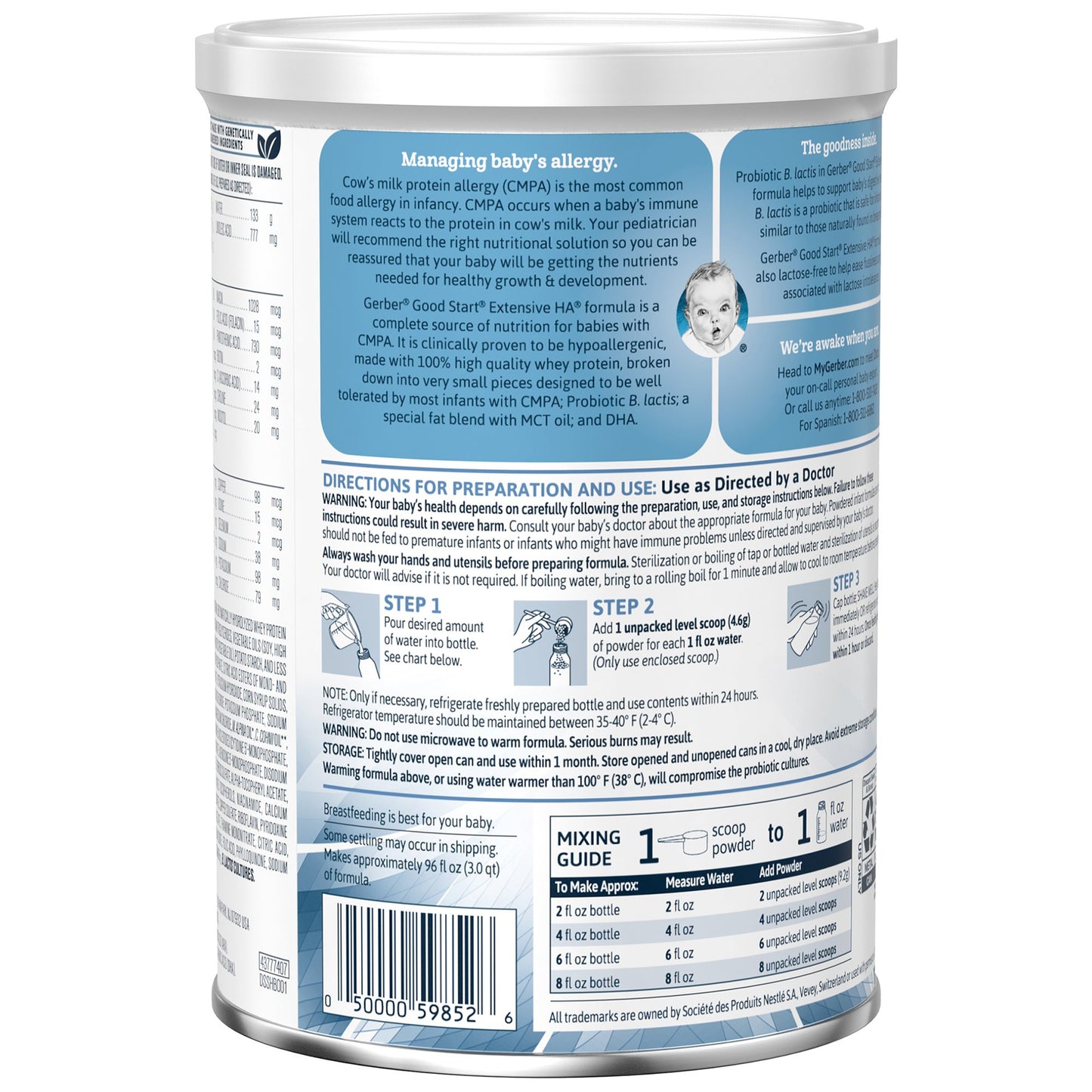 FORMULA, POWDER EXTENSIVE HA UNFLAVORED (6/CS)