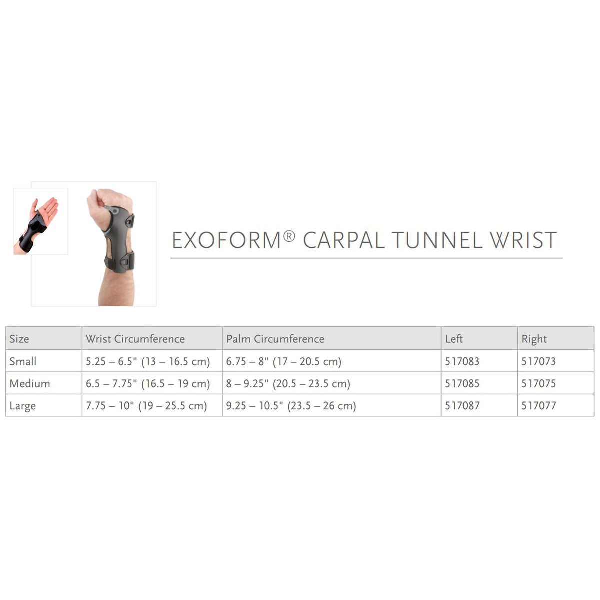 Exolite WRIST BRACE, EXOLITE RT SM – Family Care DME
