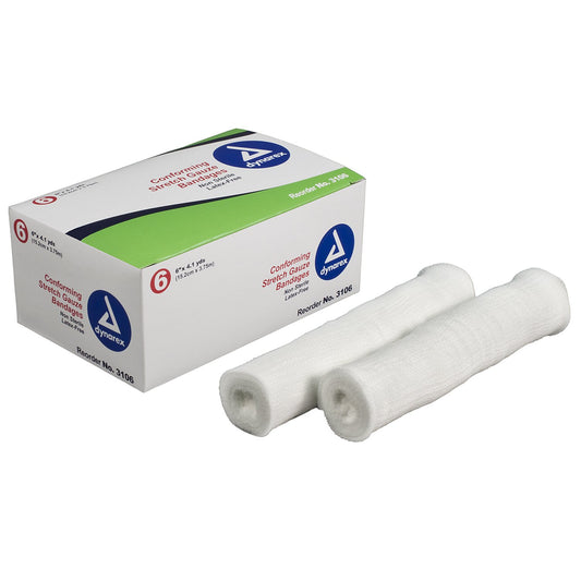 dynarex® Conforming Bandage, 6 Inch x 4.1 Yard