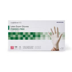McKesson Confiderm Latex Exam Gloves Small NonSterile Ivory Textured Fingertips Standard Cuff Length 100 per Box