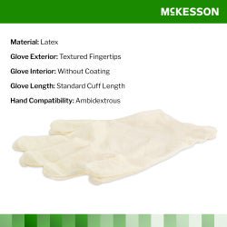 McKesson Confiderm Latex Exam Gloves Small NonSterile Ivory Textured Fingertips Standard Cuff Length 100 per Box