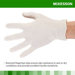 McKesson Confiderm Latex Exam Gloves Small NonSterile Ivory Textured Fingertips Standard Cuff Length 100 per Box