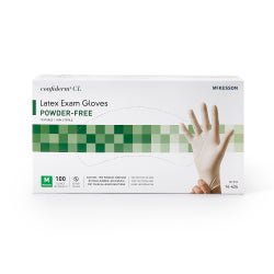 McKesson Confiderm Latex Exam Gloves Medium NonSterile Ivory Textured Fingertips Standard Cuff Length 100 per Box