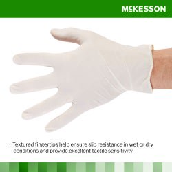 McKesson Confiderm Latex Exam Gloves Medium NonSterile Ivory Textured Fingertips Standard Cuff Length 100 per Box