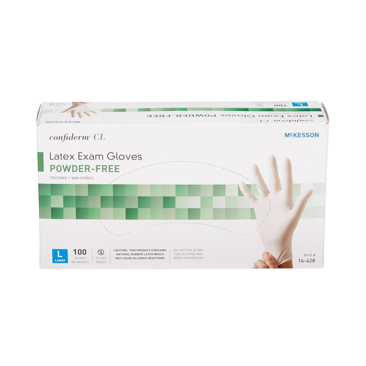 McKesson Confiderm Latex Exam Gloves Large NonSterile Ivory Textured Fingertips 100 per Box