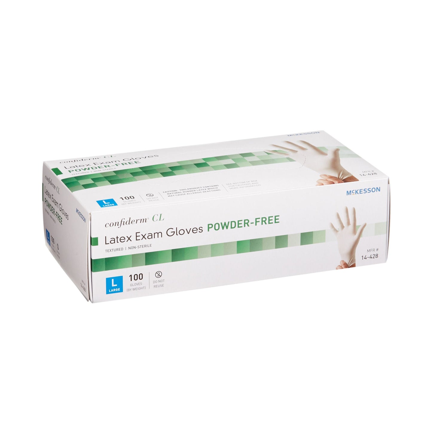 McKesson Confiderm Latex Exam Gloves Large NonSterile Ivory Textured Fingertips 100 per Box