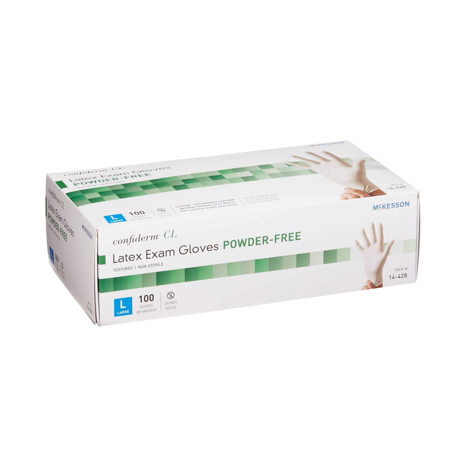 McKesson Confiderm Latex Exam Gloves Large NonSterile Ivory Textured Fingertips 100 per Box