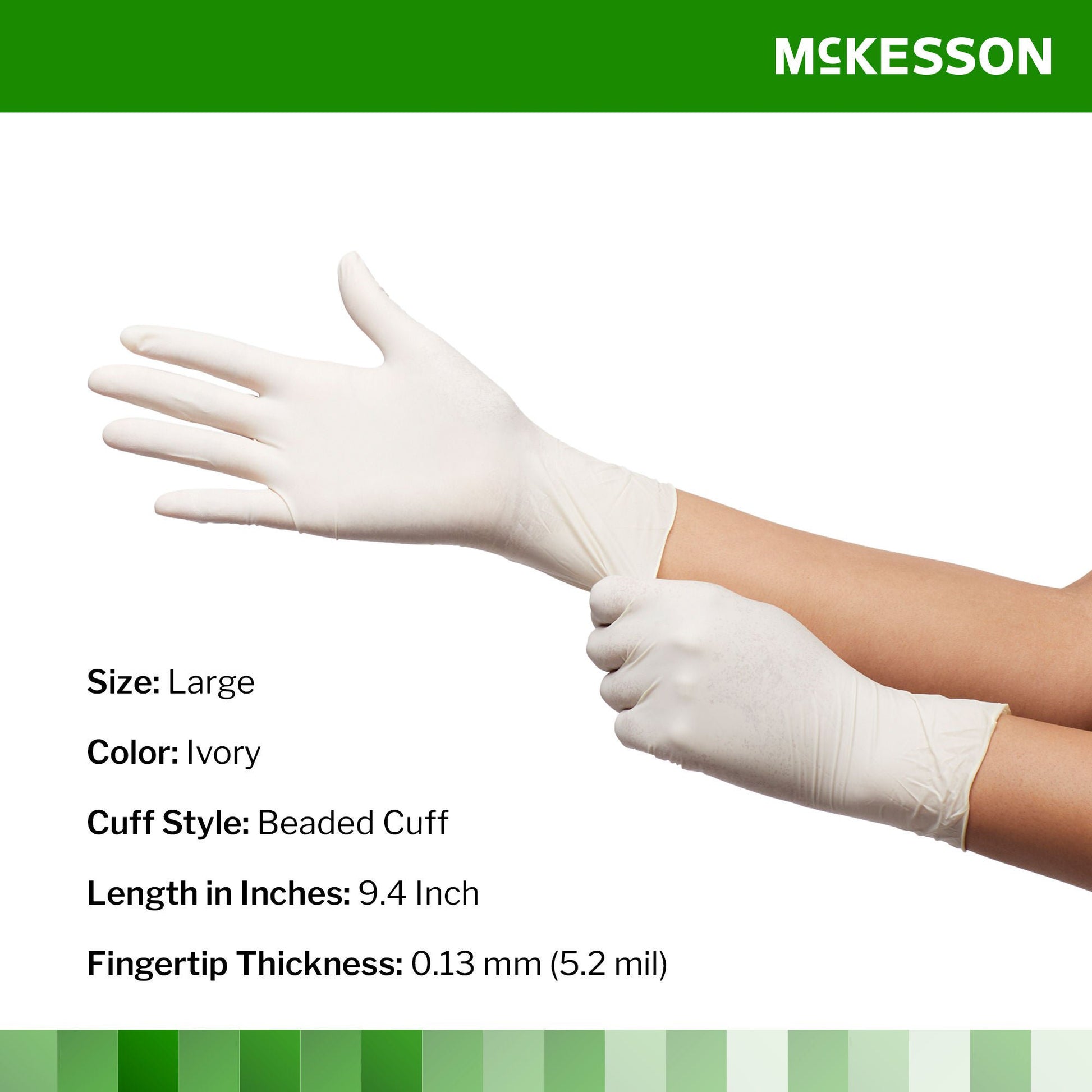 McKesson Confiderm Latex Exam Gloves Large NonSterile Ivory Textured Fingertips 100 per Box