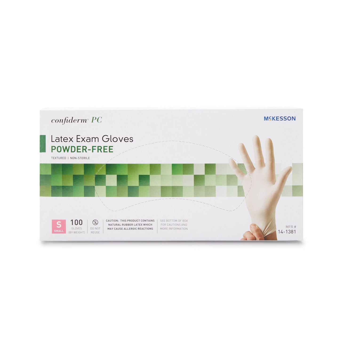 McKesson Confiderm Latex Exam Gloves Small NonSterile Ivory Fully Textured 100 per Box
