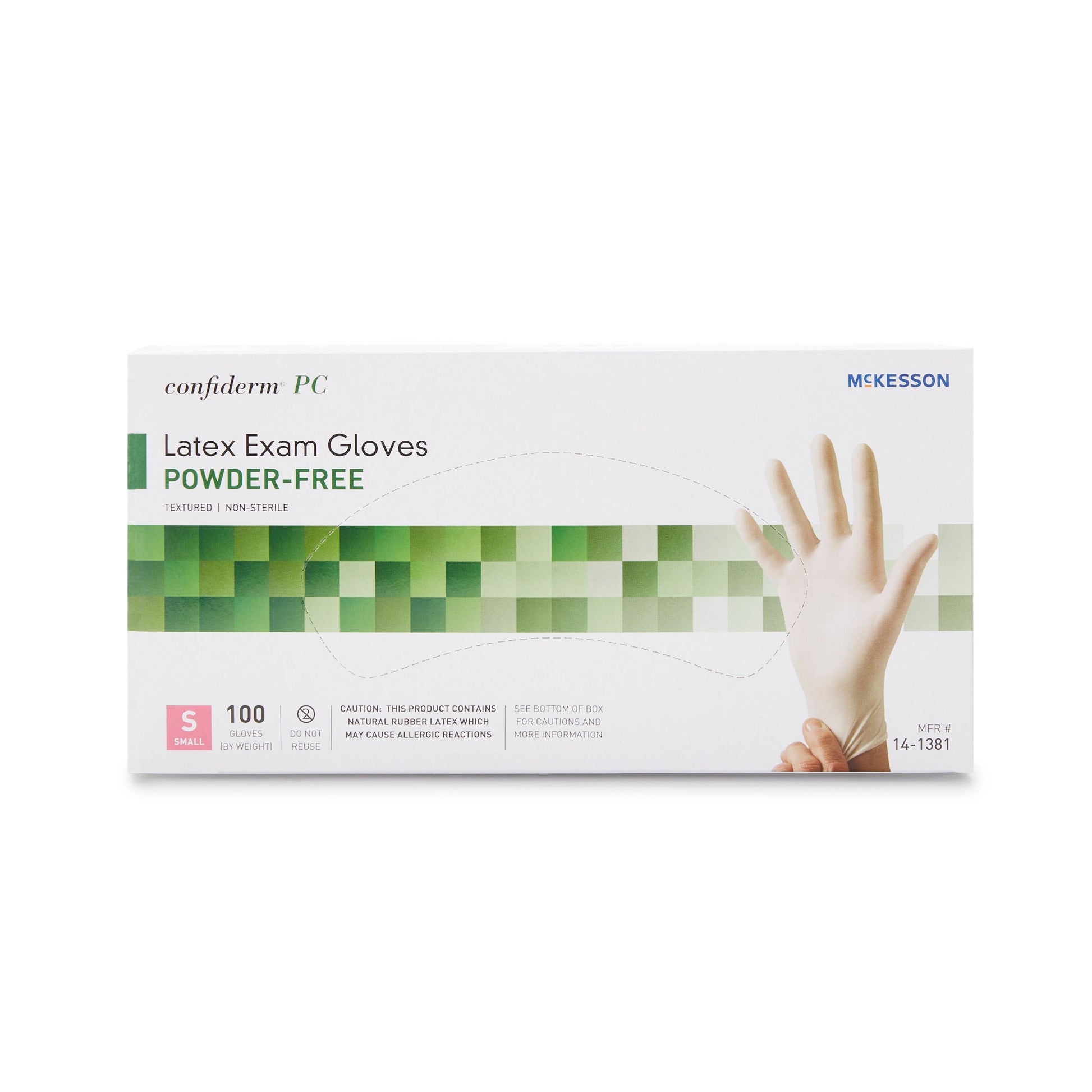 McKesson Confiderm Latex Exam Gloves Small NonSterile Ivory Fully Textured 100 per Box