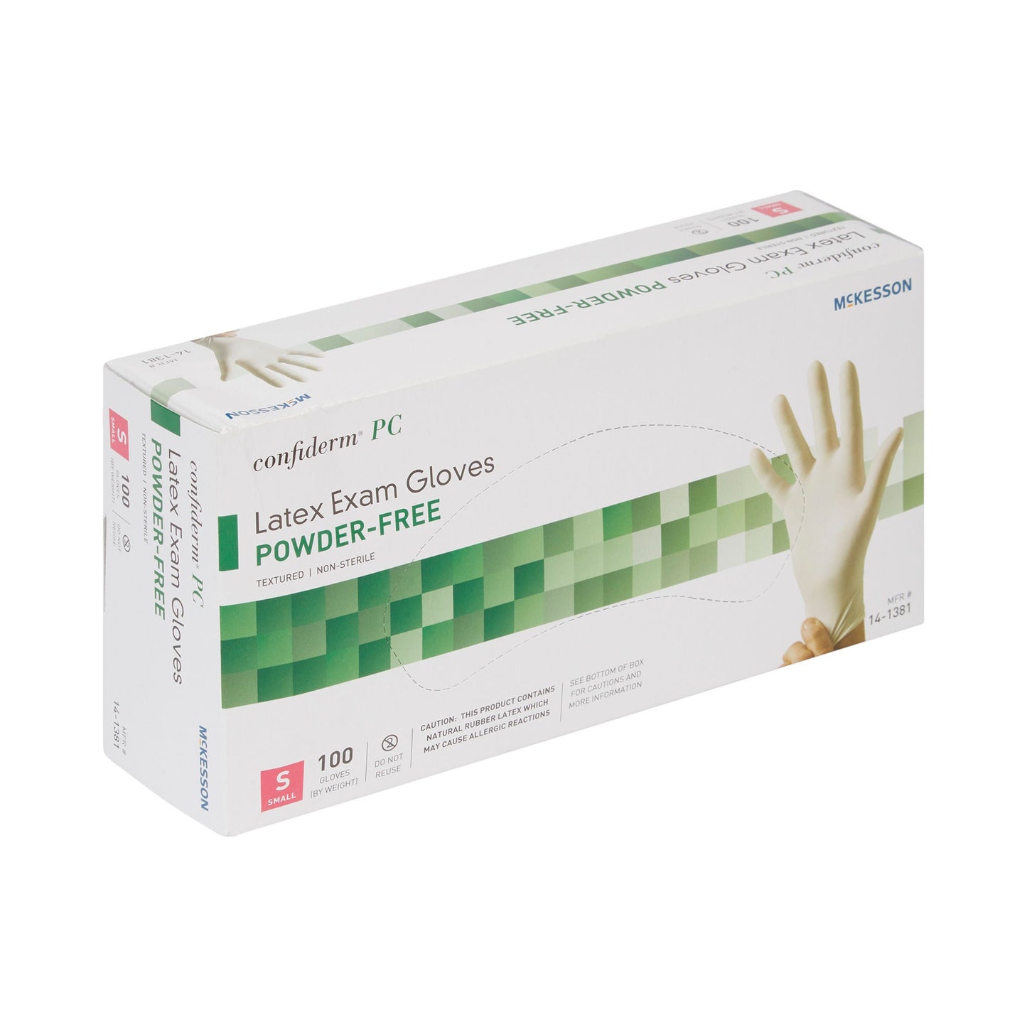 McKesson Confiderm Latex Exam Gloves Small NonSterile Ivory Fully Textured 100 per Box