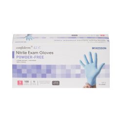 McKesson Confiderm 4.5C Nitrile Exam Gloves Small NonSterile Blue Textured Fingertips Chemo Tested 100 per Box