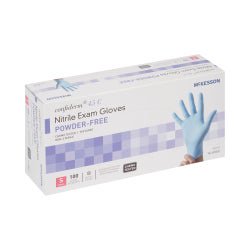 McKesson Confiderm 4.5C Nitrile Exam Gloves Small NonSterile Blue Textured Fingertips Chemo Tested 100 per Box