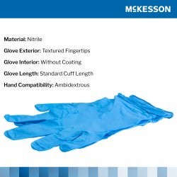 McKesson Confiderm 4.5C Nitrile Exam Gloves Small NonSterile Blue Textured Fingertips Chemo Tested 100 per Box