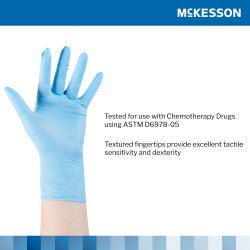 McKesson Confiderm 4.5C Nitrile Exam Gloves Small NonSterile Blue Textured Fingertips Chemo Tested 100 per Box