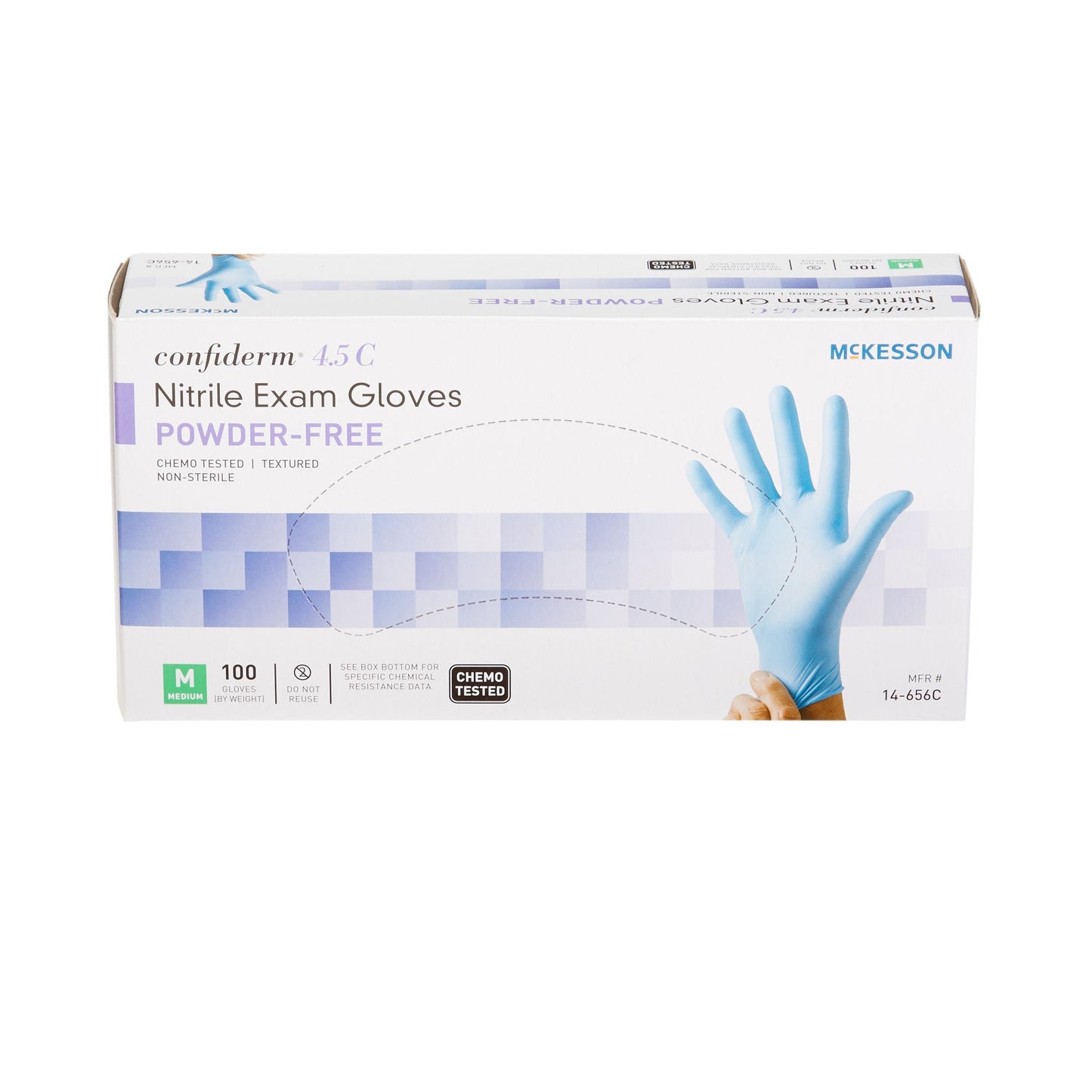 McKesson Confiderm 4.5C Nitrile Exam Gloves Medium Chemo Tested 9 Inch Blue 100 per Box