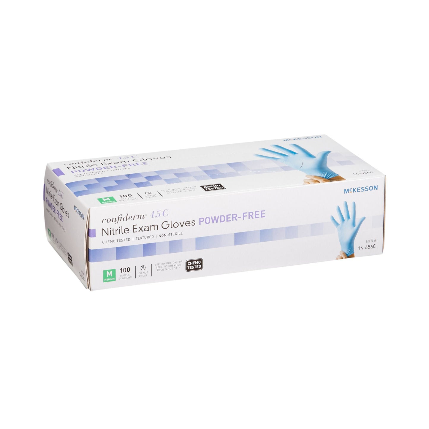 McKesson Confiderm 4.5C Nitrile Exam Gloves Medium Chemo Tested 9 Inch Blue 100 per Box