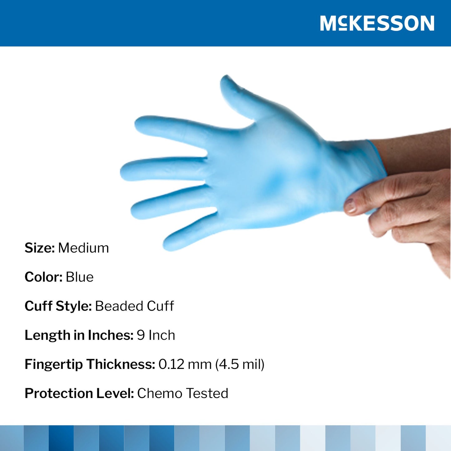 McKesson Confiderm 4.5C Nitrile Exam Gloves Medium Chemo Tested 9 Inch Blue 100 per Box
