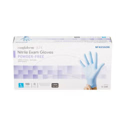 McKesson Confiderm 4.5C Nitrile Exam Gloves Large NonSterile Blue Textured Fingertips Chemo Tested 100 per Box