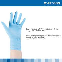 McKesson Confiderm 4.5C Nitrile Exam Gloves Large NonSterile Blue Textured Fingertips Chemo Tested 100 per Box