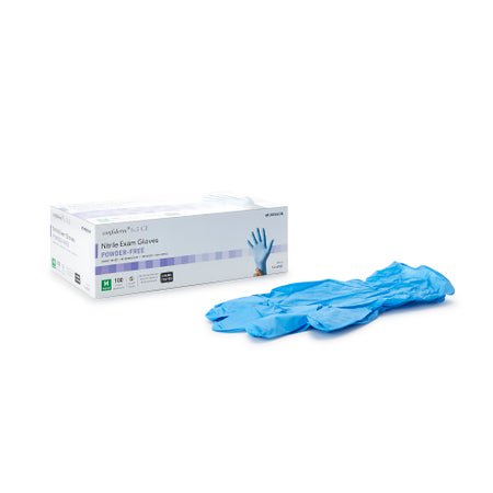 McKesson Confiderm 6.5CX Nitrile Exam Gloves Medium NonSterile Blue Extended Cuff Textured Fingertips Chemo Tested 100 per Box