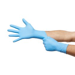 McKesson Confiderm 6.5CX Nitrile Exam Gloves Large NonSterile Blue Textured Fingertips Extended Cuff Chemo Tested 100 per Box