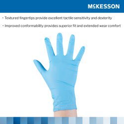 McKesson Confiderm 3.8 Nitrile Exam Gloves Medium NonSterile Blue Textured Fingertips 100 per Box