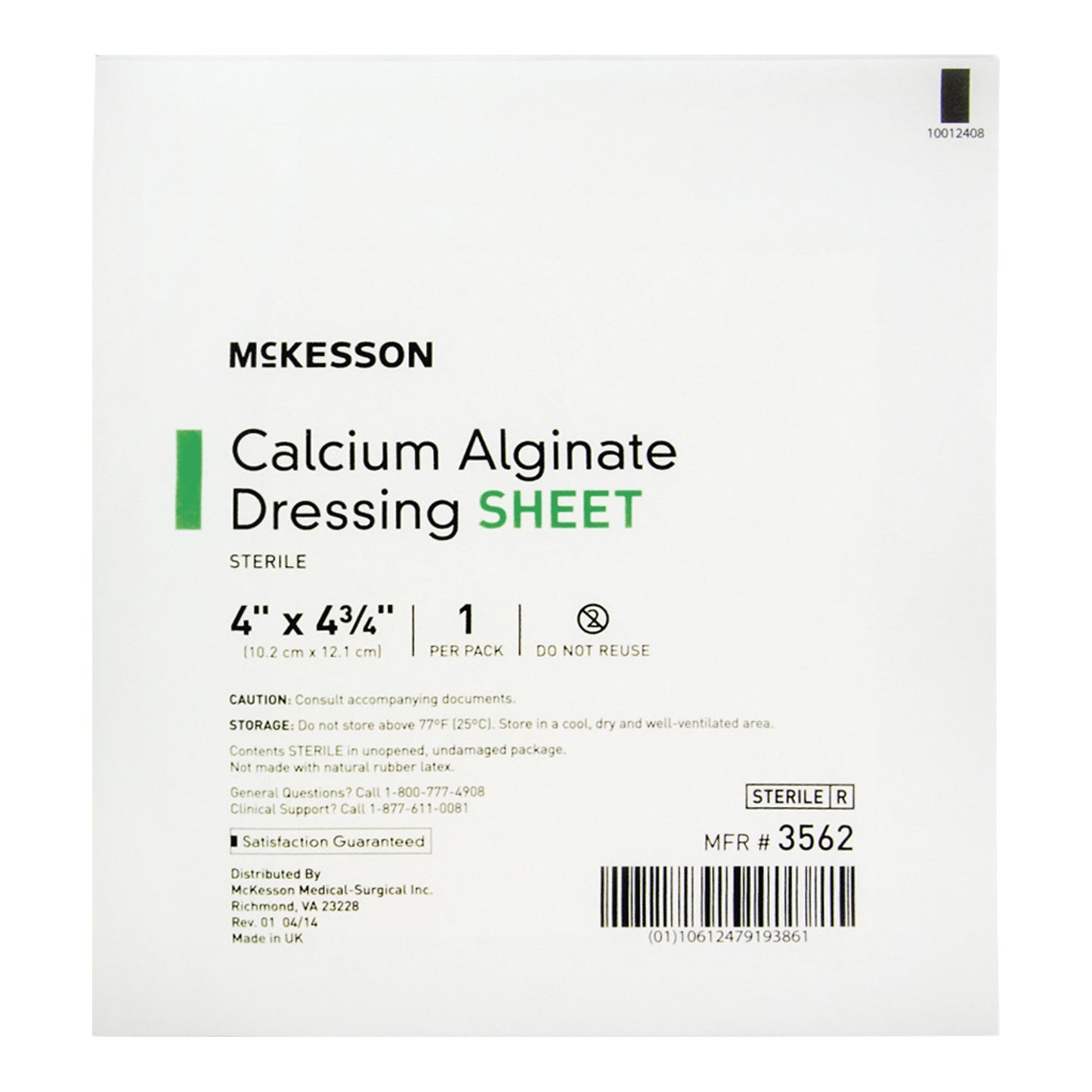 DRESSING, CALCIUM ALGINATE SHEET 4"X4.75" (10/BX 1