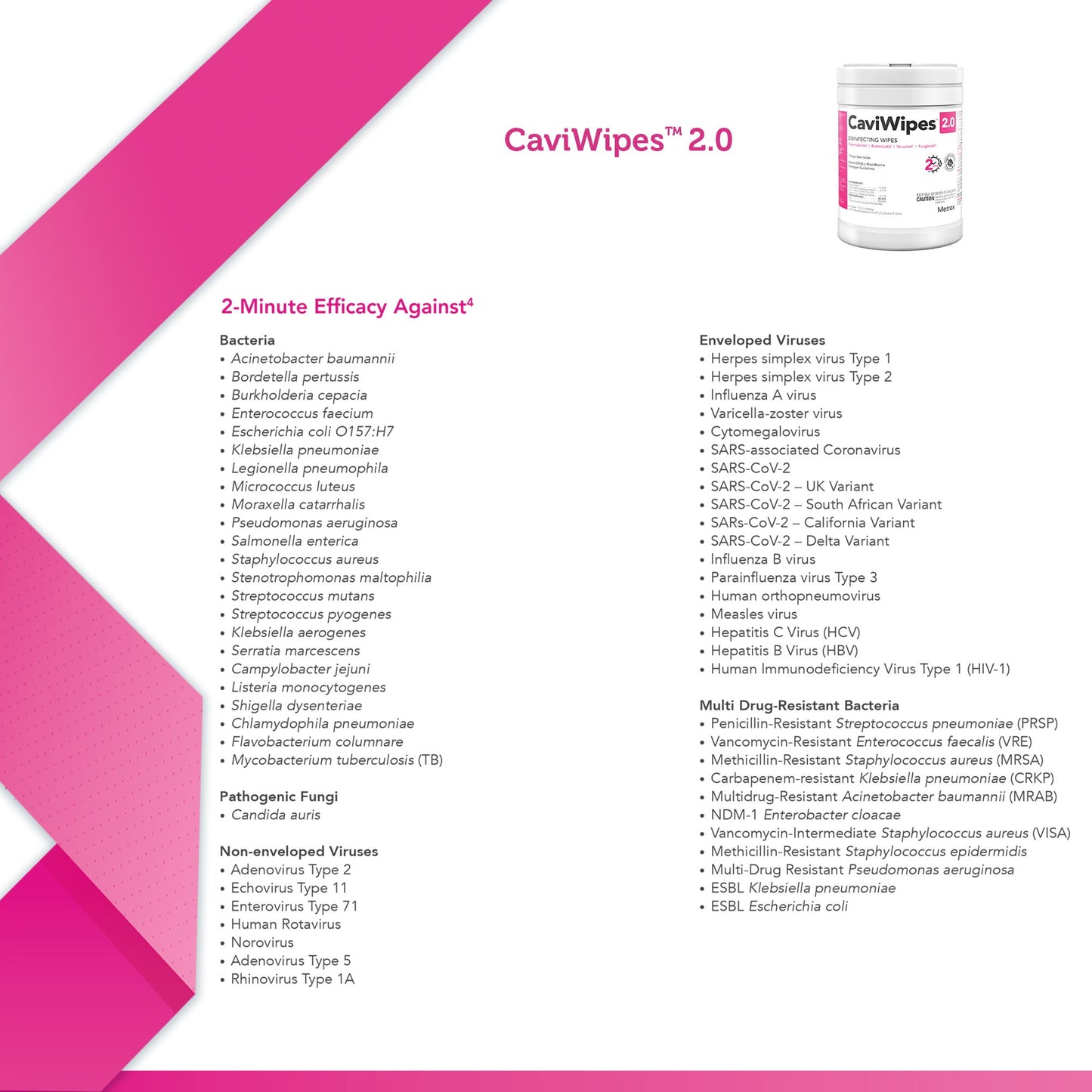 WIPE, WET DISINF CAVIWIPES 65 TOWELETTES 9"X12" (12/CS)