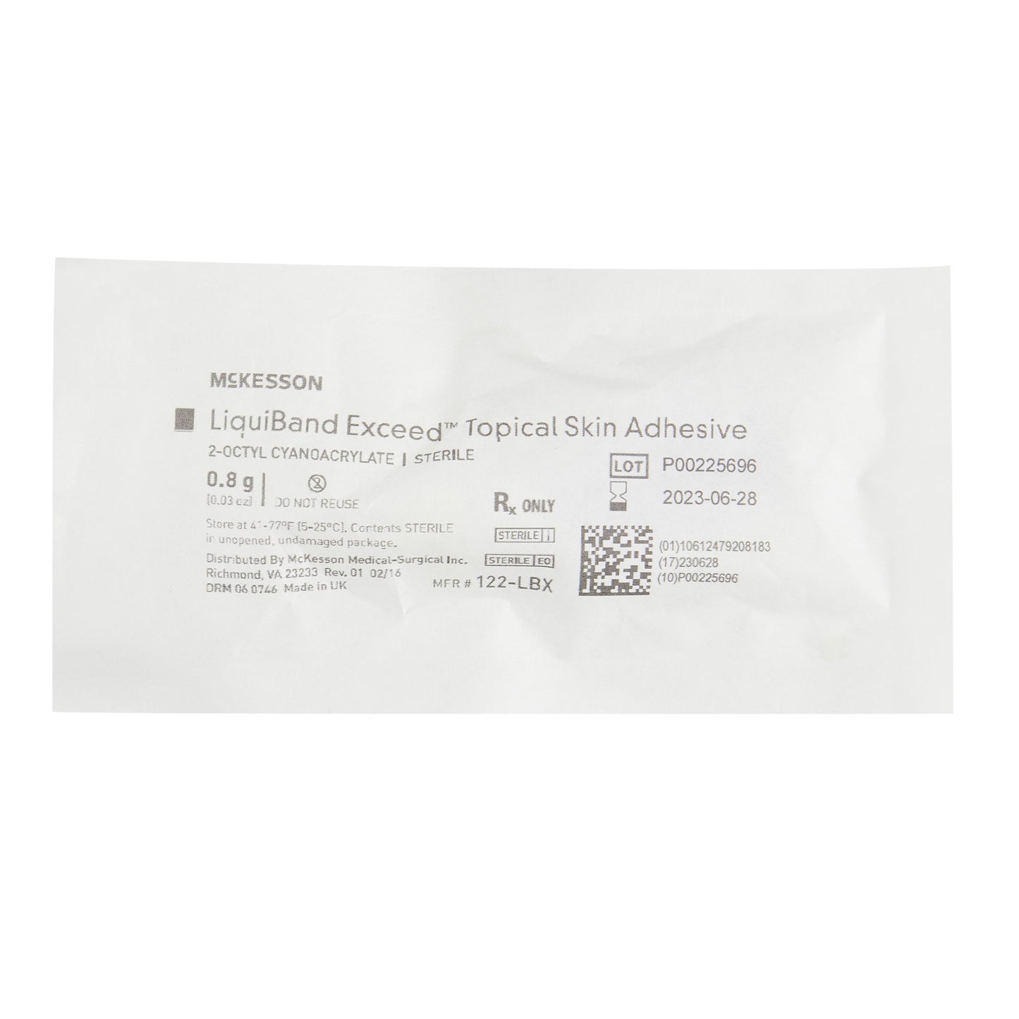 Skin Adhesive McKesson LiquiBand Exceed 0.8 mL Liquid Precision and Dome Applicator Tip 2-Octyl Cyanoacrylate