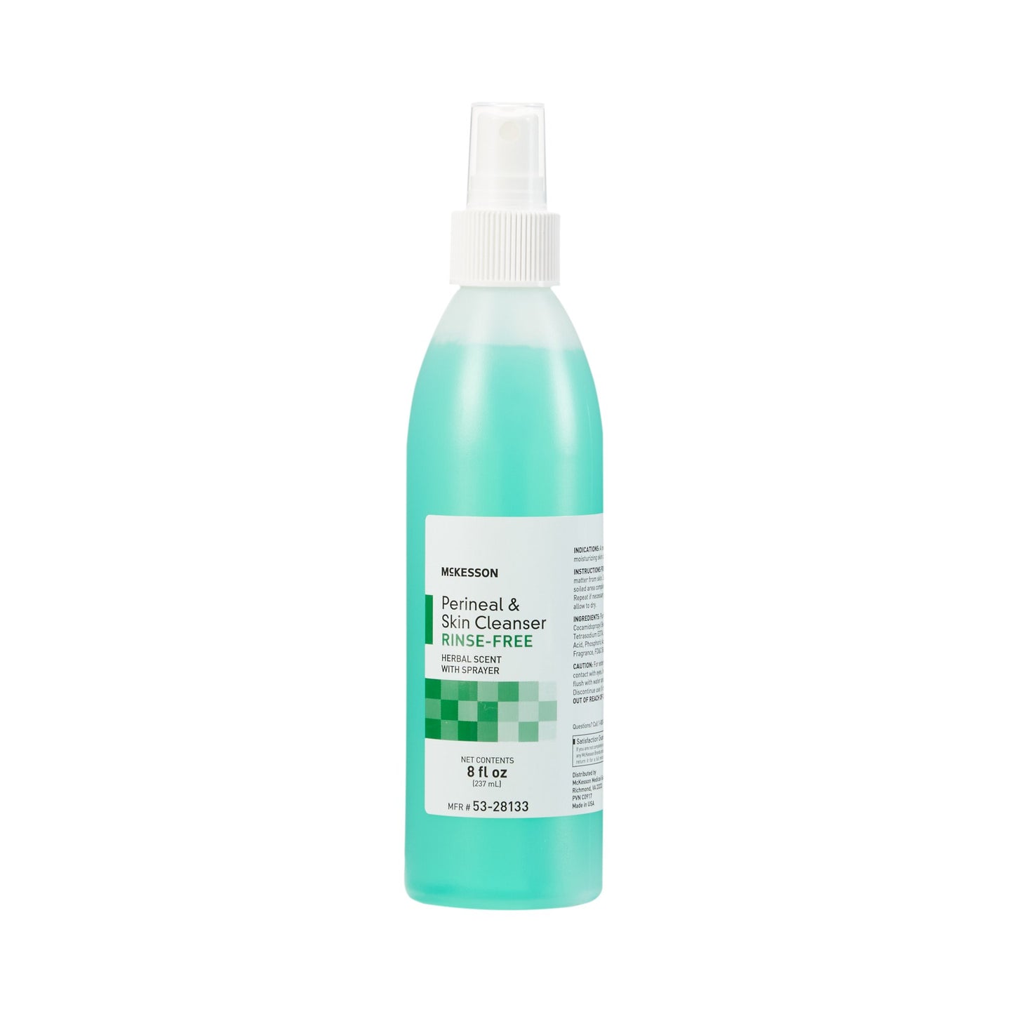 McKesson Rinse-Free Perineal Wash, Herbal Scent, 8-ounce Pump Bottle